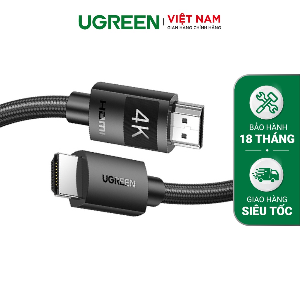 Cáp HDMI 2.0 dài 3M bọc nylon hỗ trợ độ phân giải 4K@60Hz Ugreen 40102 cao cấp - Hàng phân phối chính hãng