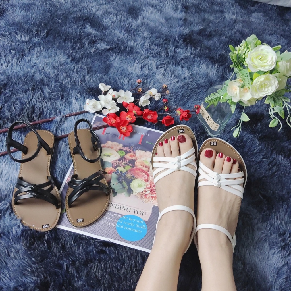 Sandal nữ bệt quai mảnh dây chéo thời trang phong cách chiến binh đi biển