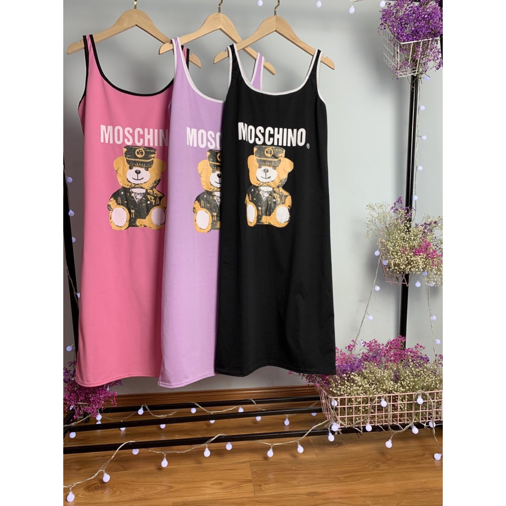 [ Mã FAMAYWA2 giảm 10K đơn 50K] đầm ôm body 2 dây in gấu mos cá tính dễ mặc | BigBuy360 - bigbuy360.vn