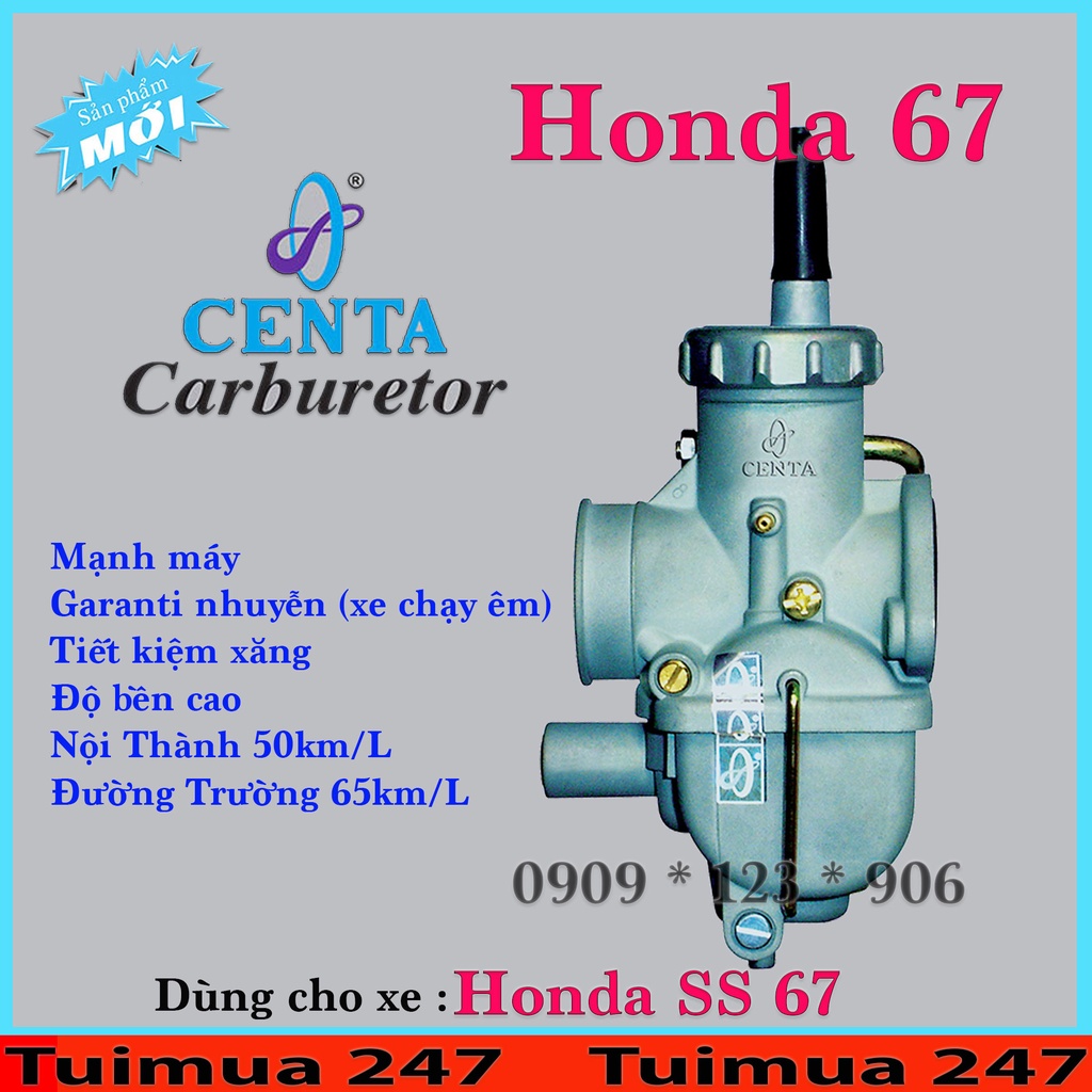 Bình Xăng Con Centa (Bộ Chế Hòa Khí ) dành cho Honda SS67 kiểu zin