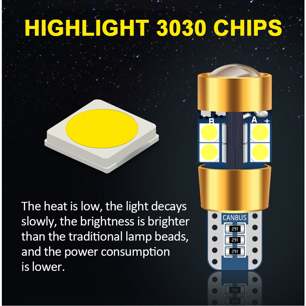 1 cái W5W 3030 19 SMD Car T10 LED 194 168 Nêm thay thế đèn bảng điều khiển ngược cho đèn LED chiếu sáng ô tô