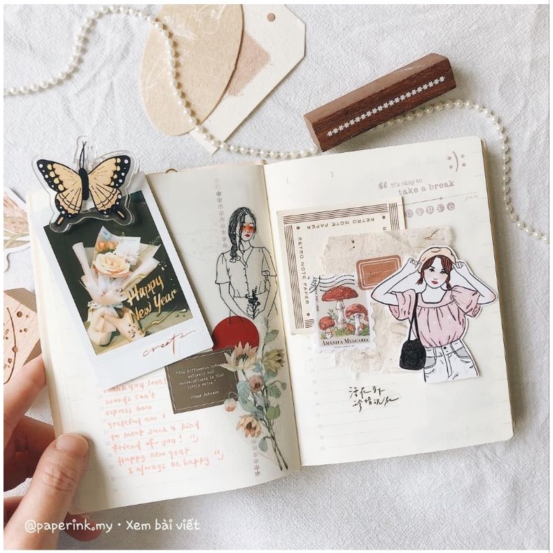 Krisna.room ♡ Jenny Studio- Set gồm 20 hình sticker cô gái mùa hè trang trí sổ