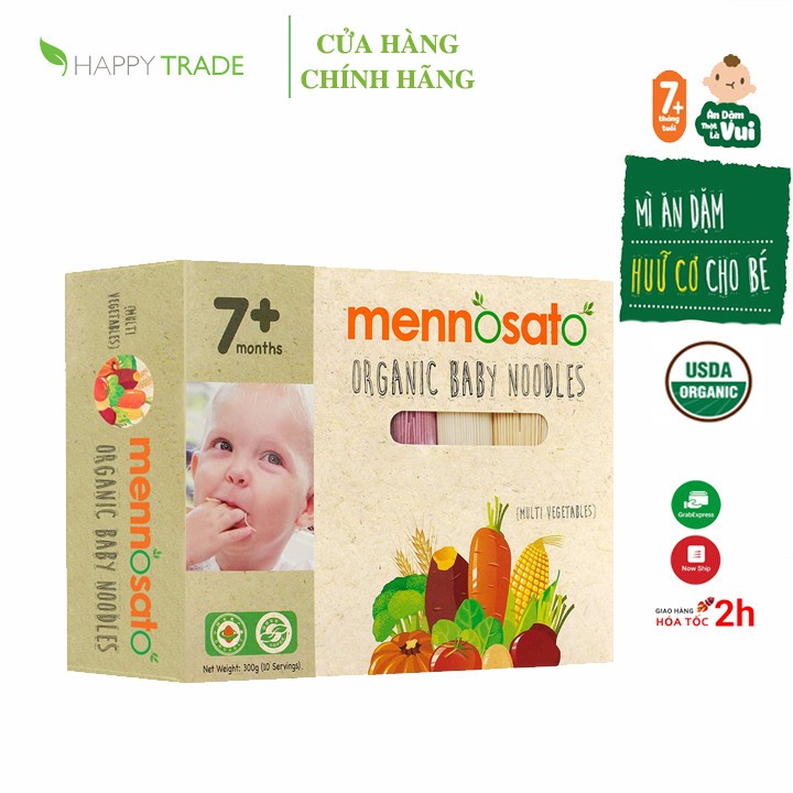 Mì ăn dặm rau củ hữu cơ cho bé Organic Baby Noodles vị hỗn hợp 300g Men No Sato