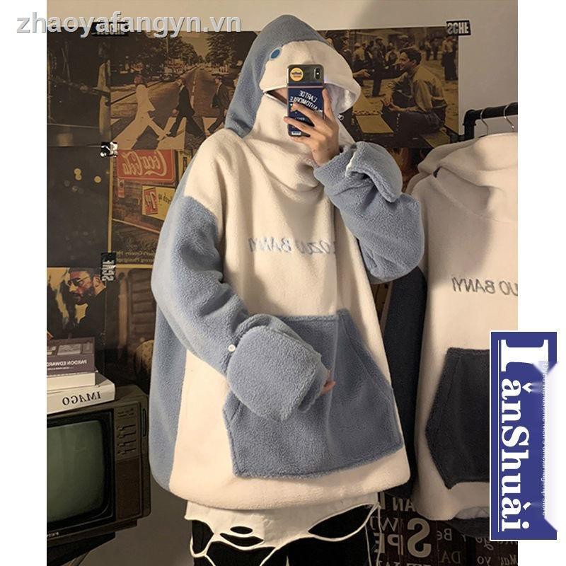 [ Mã 12FASHIONSALE1 giảm 10K đơn 50K ] Áo Hoodie Giữ Ấm Phối Nón Cá Mập Phong Cách Hàn Quốc Cho Nam | BigBuy360 - bigbuy360.vn