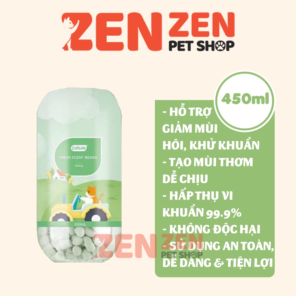 Viên thơm khử mùi CATURE / hạt khử mùi cát vệ sinh mèo 450ml