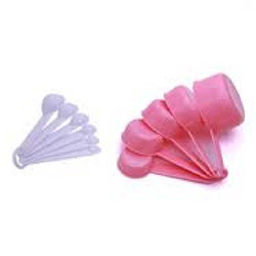 BỘ CUP THÌA ĐONG NHỰA HỒNG CAO CẤP