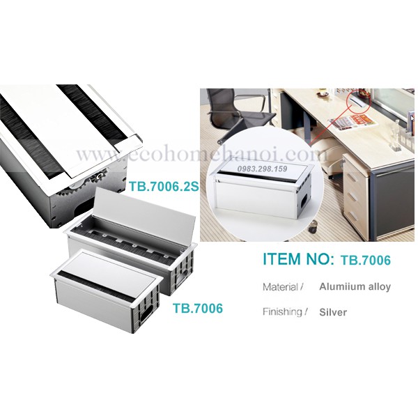 Hộp điện âm  bàn làm việc hợp kim nhôm cao cấp