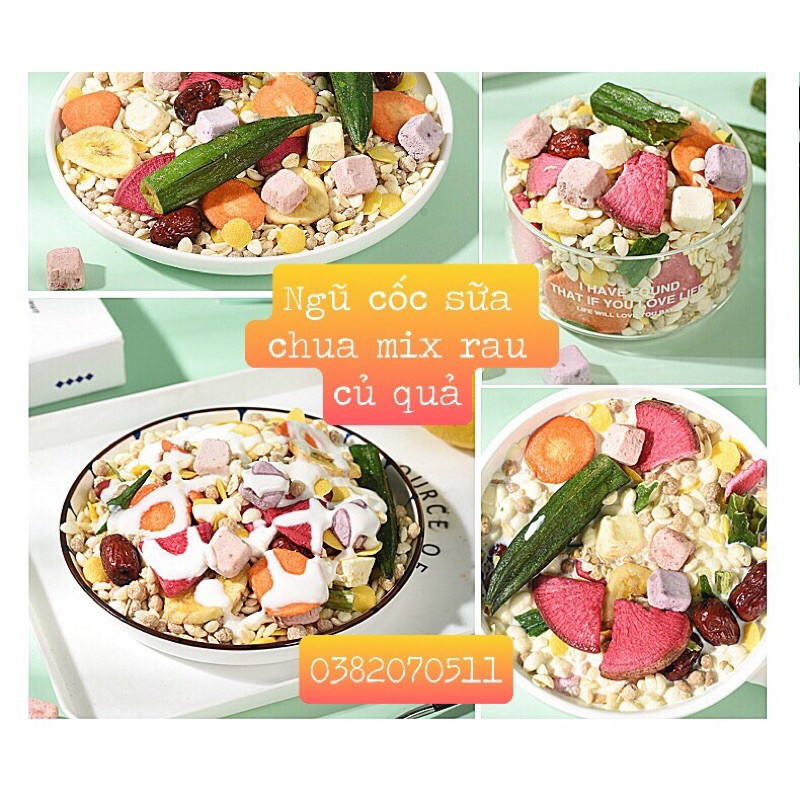 Ngũ Cốc Sữa Chua Hoa Quả Mix Rau Củ Quả, Mix hạt OME