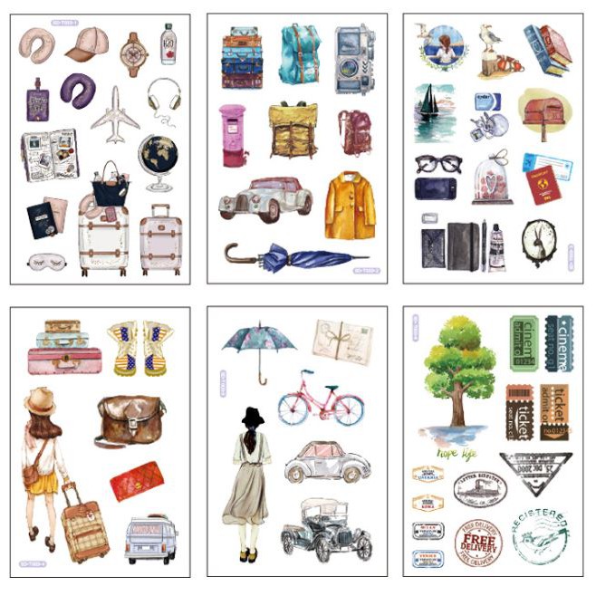 Sticker Dán Trang Trí Sổ Nhật Ký ( Nhiều Mẫu), 6 Tấm