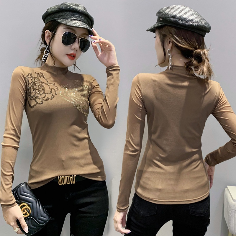 Áo lưới dài tay Áo thun dài tay nữ phối thời trang mùa thu cho