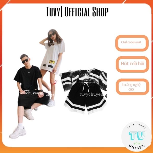 Bộ Thể Thao Nam TUVYSHOP Combo Quần 2V + Áo Thun Off-White Cotton Mát Hút Mồ Hôi