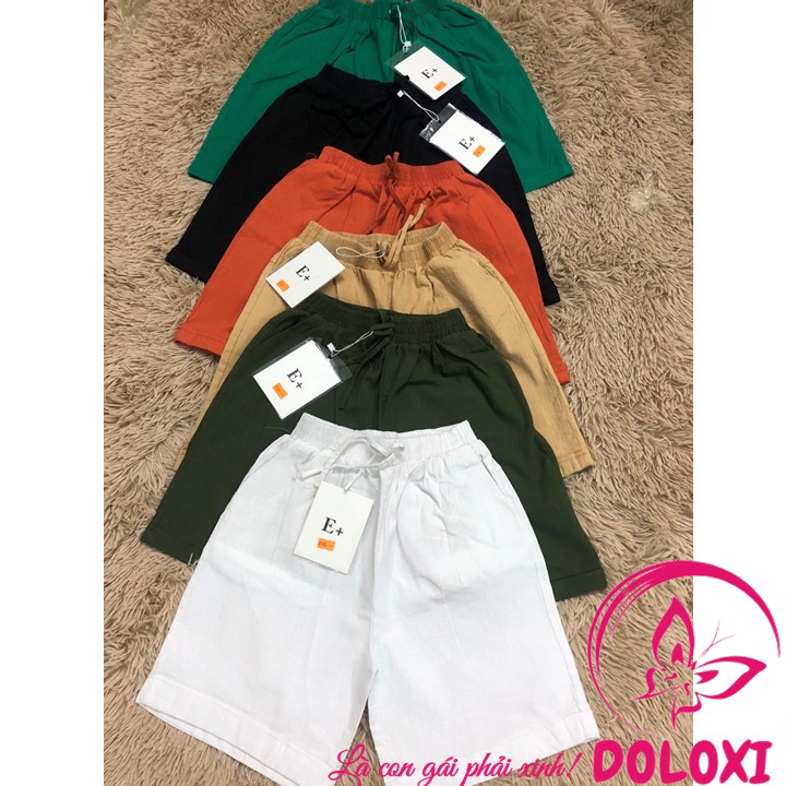 Quần đùi nữ ống rộng cạp chun vải đũi mặc ở nhà DLQ11 | BigBuy360 - bigbuy360.vn