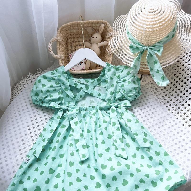 VÁY THÔ BABY DOLL CHẤM BI KÈM MŨ CHO BÉ