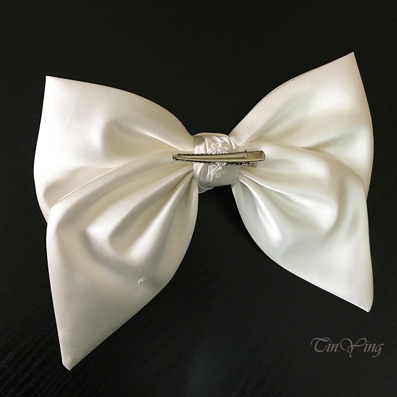 GETNOIVAS Kẹp Tóc Nơ Bằng Satin Trắng Chất Lượng Cao Mềm Mại Thoải Mái Cho Cô Dâu