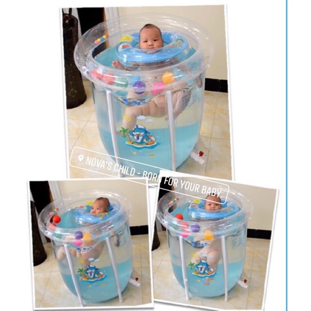 (Tặng kèm nhiều quà) Hồ bơi spa thành cao loại lớn 80*80cm - Tặng phao cổ, bóng, bơm tay và miếng vá