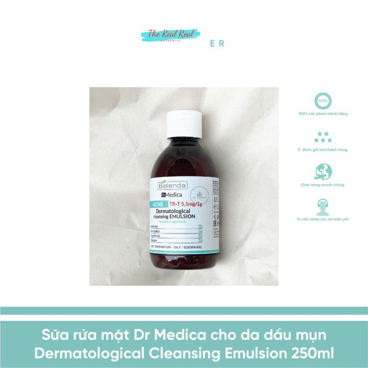 [Mã giảm giá] Sữa rửa mặt Dr Medica cho da dầu mụn Dermatological cleansing EMULSION 250mL(g)