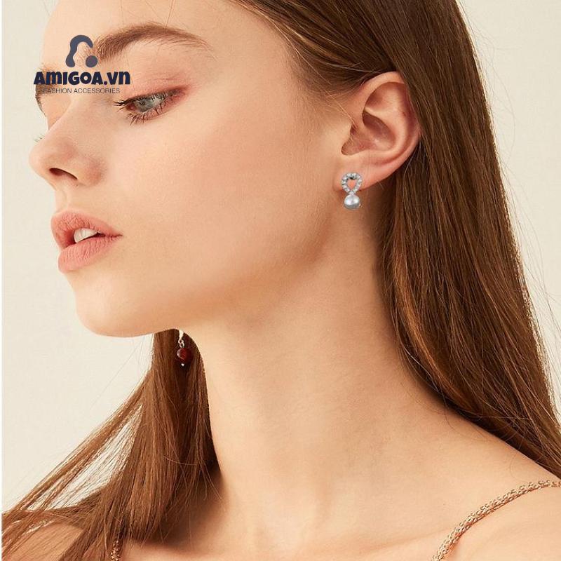 Khuyên Tai Đính Đá Kim Cương Nhân Tạo Lấp Lánh
