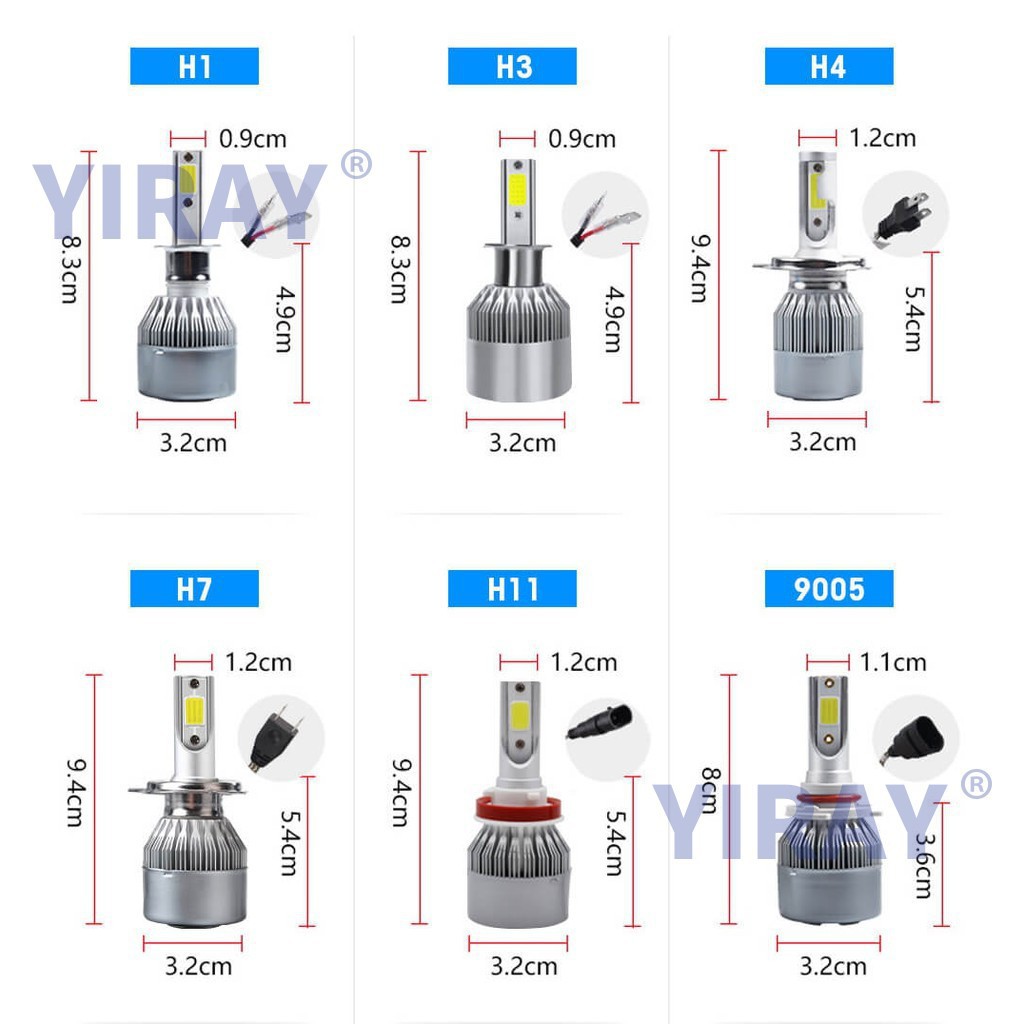 Bóng Đèn LED C6 Headlight, Đèn Pha Ô Tô C6 Chân 9005 9006 H1 H4 H7 H11