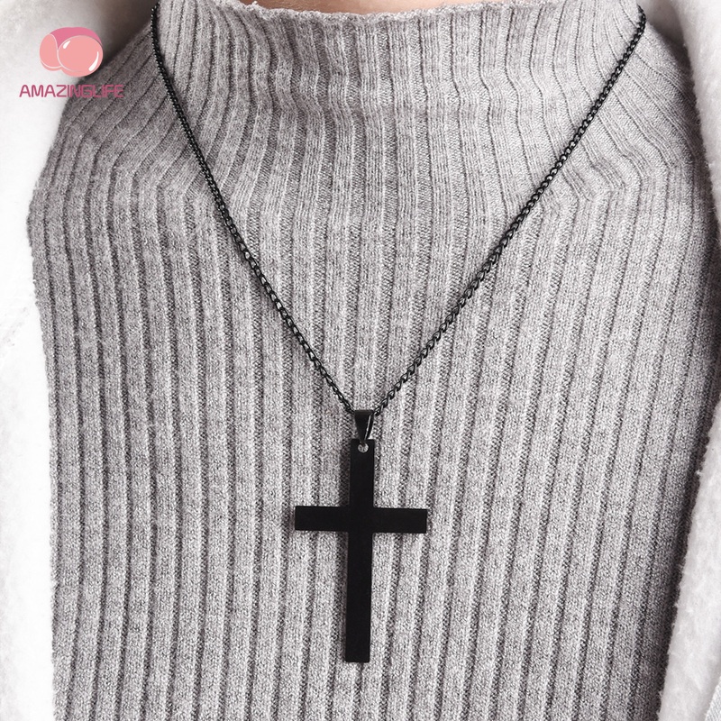 Vòng cổ Bằng Thép Không Gỉ Mặt Thánh Giá Thời Trang Cá Tính Cho Nam