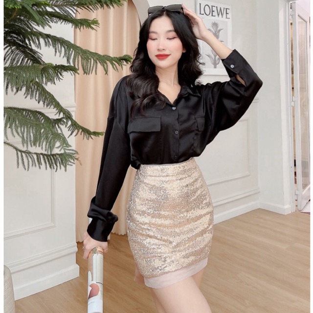 Chân Váy Sequin Dự Tiệc Cao Cấp Thương Hiệu CQA Boutique LD20001