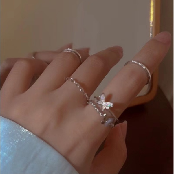 Bộ 4 chiếc nhẫn hình bướm phong cách sang trọng thịnh hành cho nữ