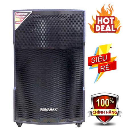 Loa kéo Ronamax công suất 1000W, MR18 loa karaoke di động thùng gỗ bass loa 5 tấc kèm 2 micro UHF