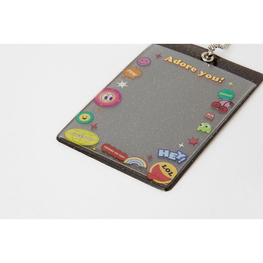 Toploader Decor ARTBOX Hàn Quốc Móc Khóa Bọc Card Đựng Ảnh Trang Trí Photocard Polaroid Màu Đen Kim Tuyến Sticker