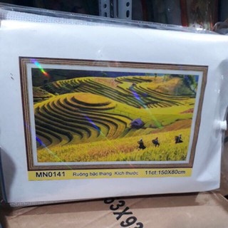 Tranh thêu chữ thập Phong Cảnh Ruộng Bậc Thang Mn0141 chưa thêu