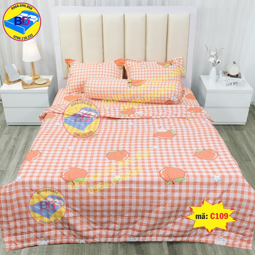 Bộ chăn ga gối sét hè 5 món chăn hè trần bông cao cấp