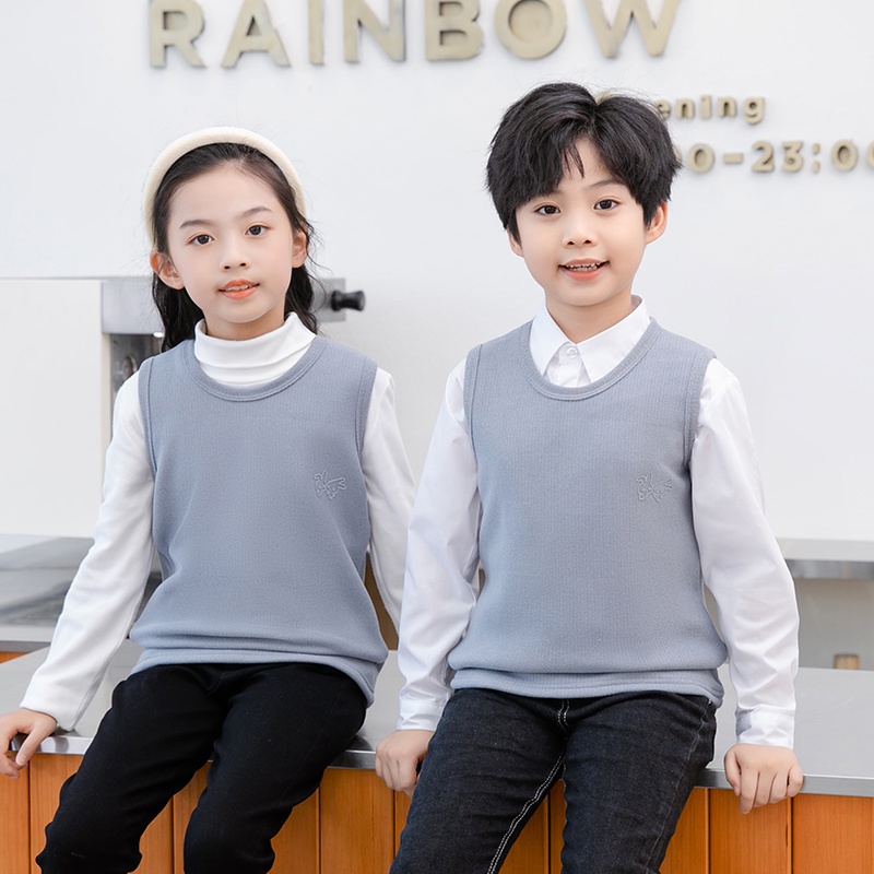 Áo Khoác Lông Cừu Không Tay Thời Trang Mùa Đông Dành Cho Bé Trai Gái 3-15 Tuổi