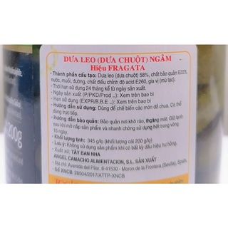 [Lọ 345g] DƯA LEO (DƯA CHUỘT) NGÂM [Spain] FRAGATA Gherkins (tgc)
