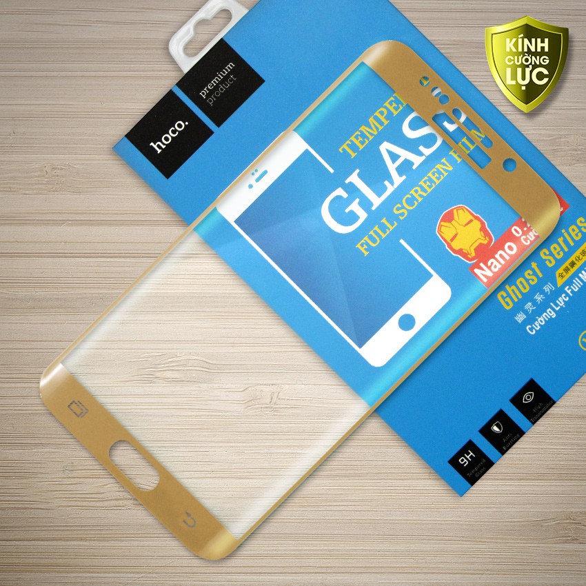 Cường lực Samsung Galaxy S6 Edge Plus hiệu Hoco Full màn hình viền màu (Gold)