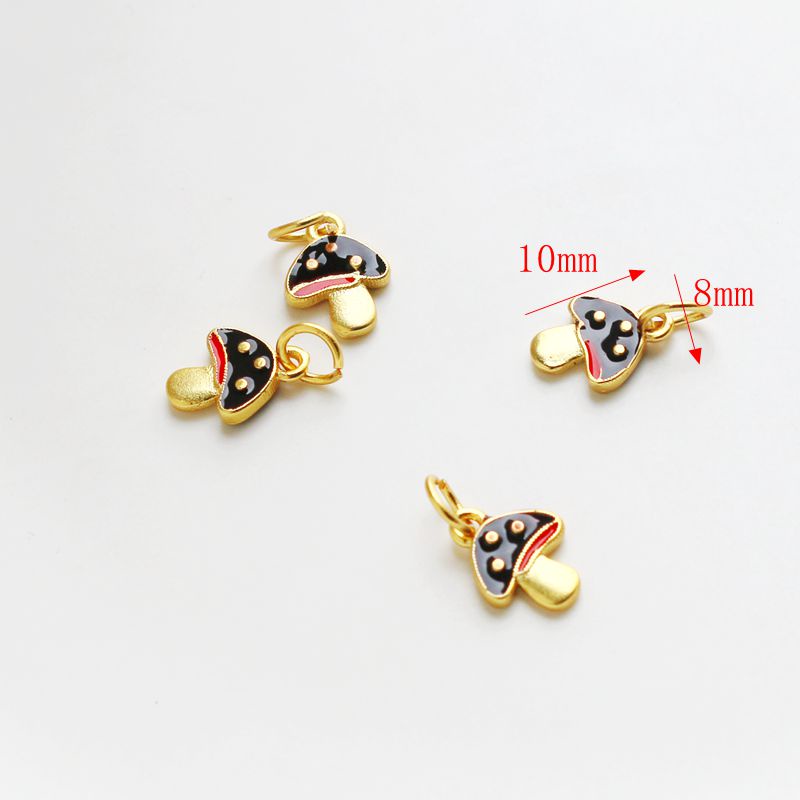 Mặt Trang Sức Hình Nấm Nhỏ Màu Vàng Đồng 14k diy Mặt Trang Sức