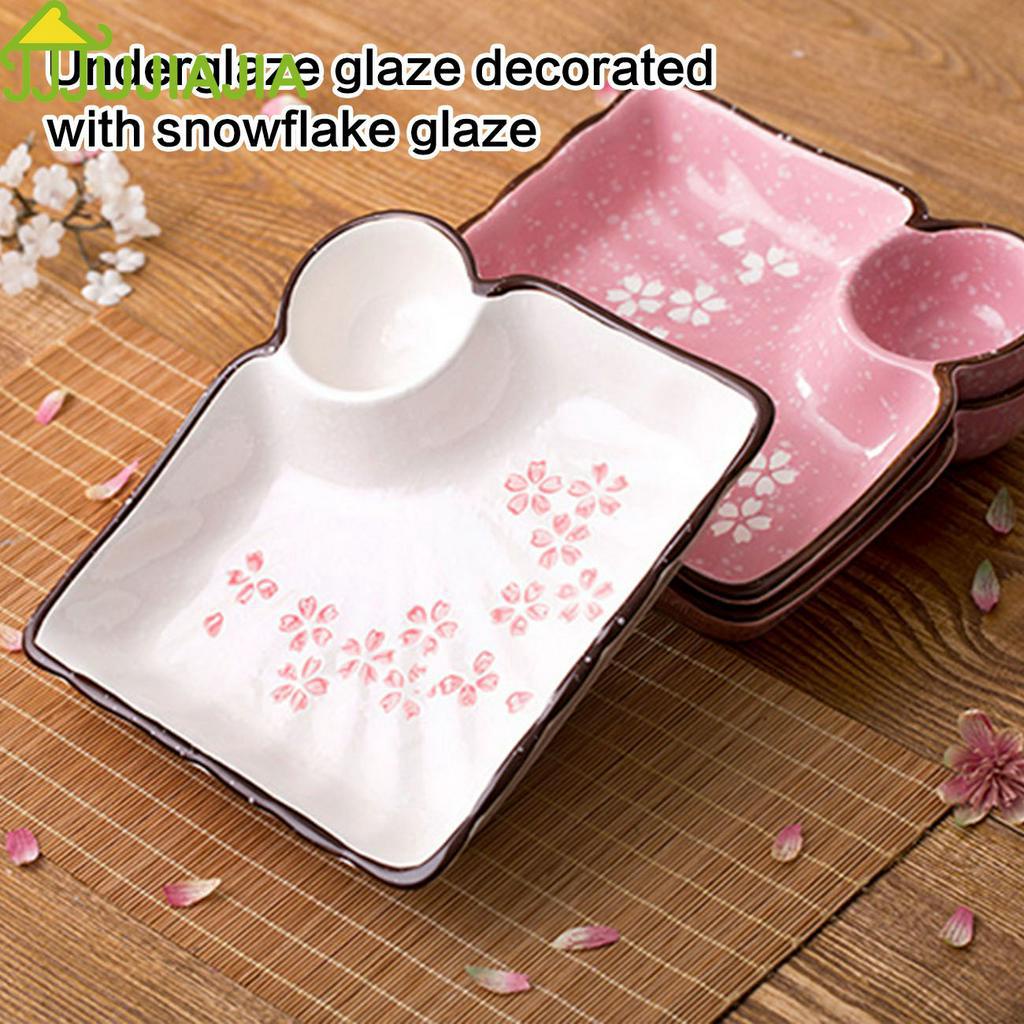 Đĩa Gốm JUJIAJIA Hình Vuông Có Ô Nhỏ Đựng Nước Sốt Tiện Lợi