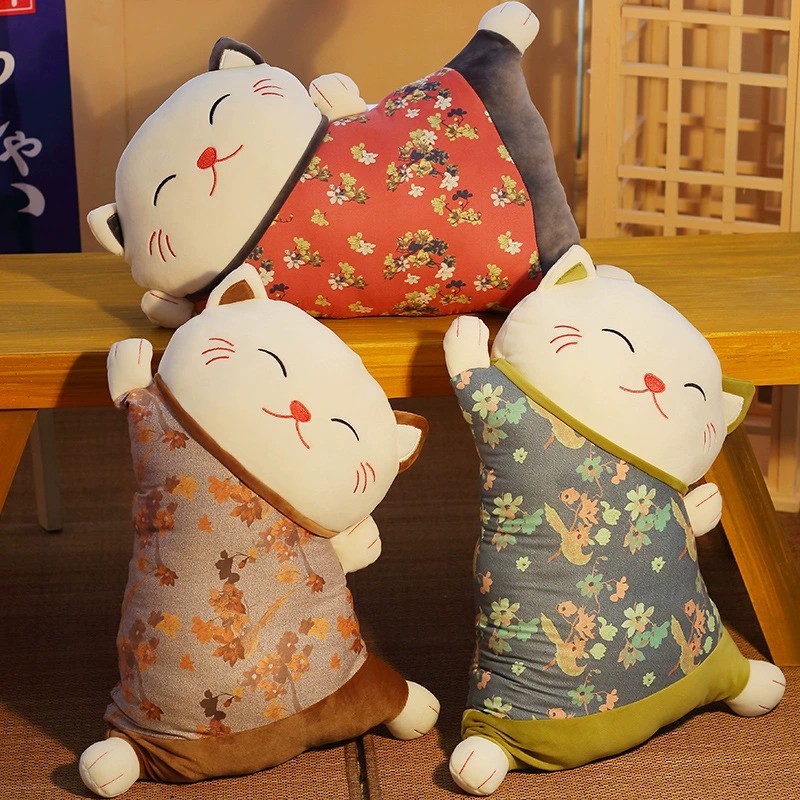 Gối Tựa Lưng Hình Mèo May Mắn Hai Trong Một Có Thể Tháo Rời Tiện Dụng Cho Văn Phòng / Phòng Khách