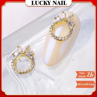 Charm nail đính đá, Charm nơ tròn đính móng, Phụ kiện đính móng tay cao cấp