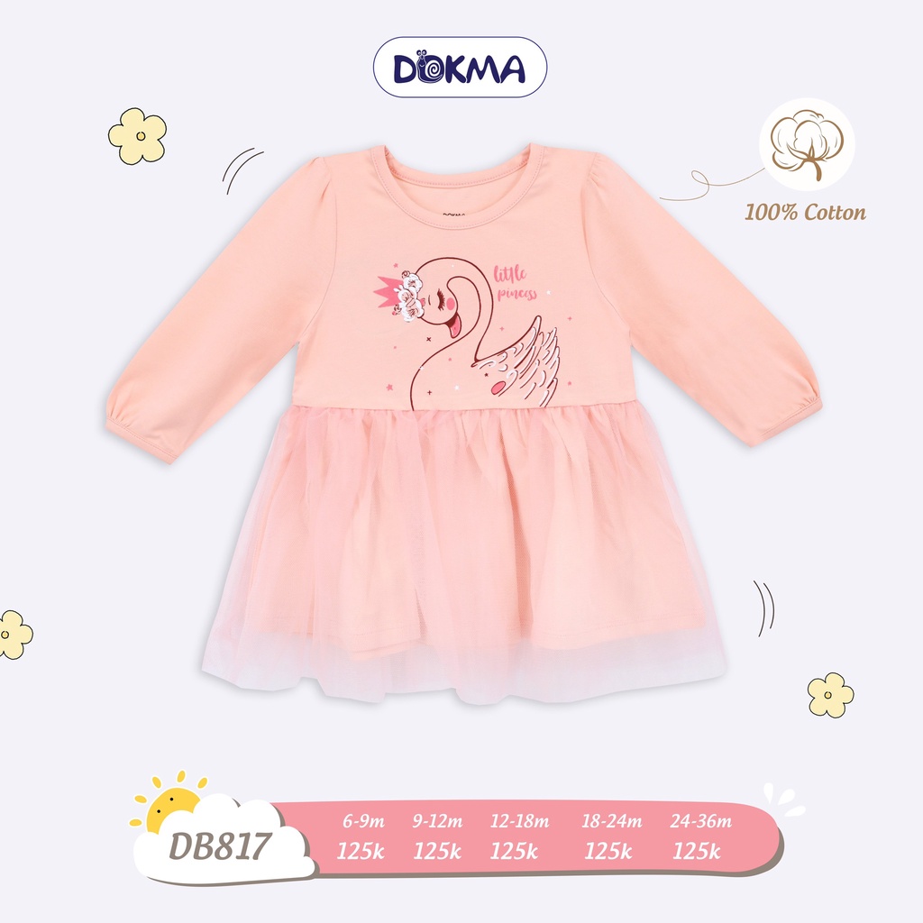 Dokma - Váy cotton bé gái dài tay 9-36M DB817