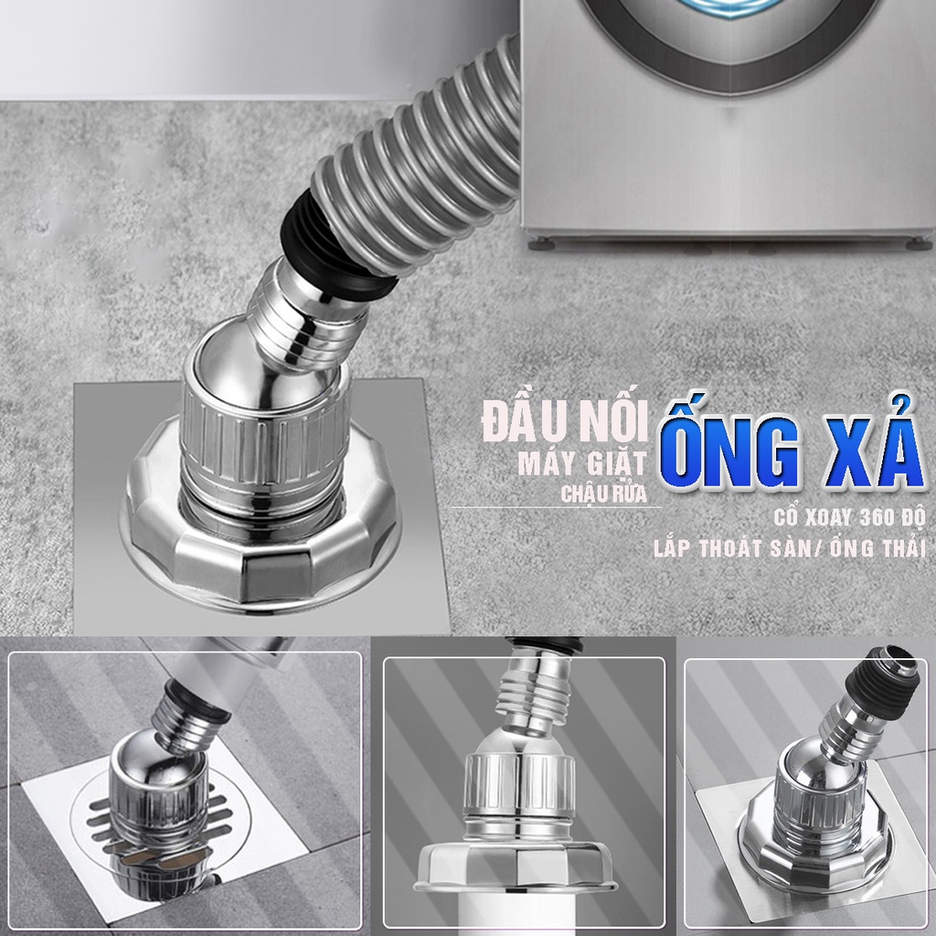 Bộ thoát nước máy giặt, chậu rửa gồm đế thoát sàn cổ xoay 360 độ Minh House