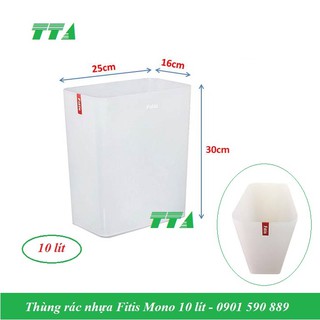 Thùng rác Fitis nhựa Mono chữ nhật màu trắng 10 lít