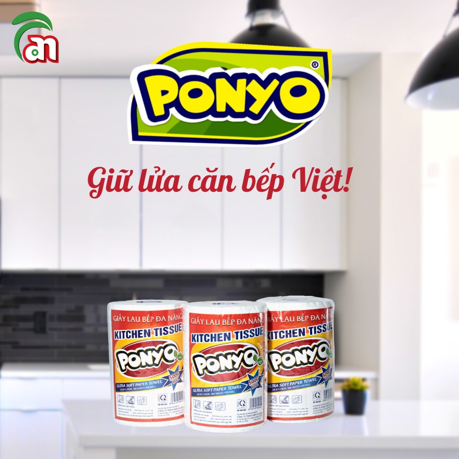 Combo 6 cuộn Khăn giấy lau bếp đa năng PONYO 2 lớp 500g