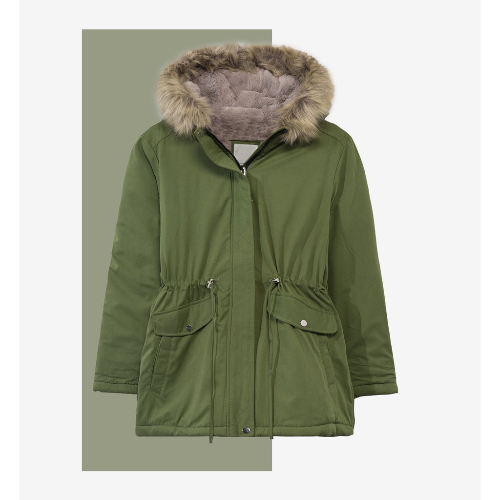Xả kho Áo parka nữ lông cừu xuất Hàn Cực ấm