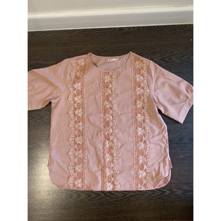 Thanh lý pass new áo chiffon voan cát mát form rộng màu hồng đất phối ren (ảnh thật)