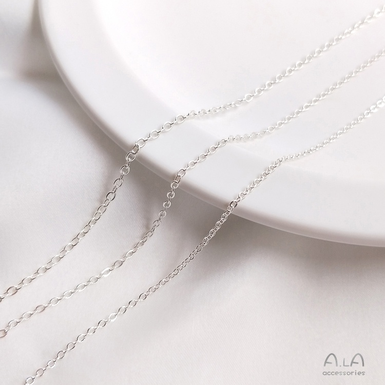 █diy゜14k●1 mét S925 Sterling Silver giữ màu O chuỗi chữ thập chuỗi túi bạc rời chuỗi handmade tự làm vòng cổ phụ kiện trang sức