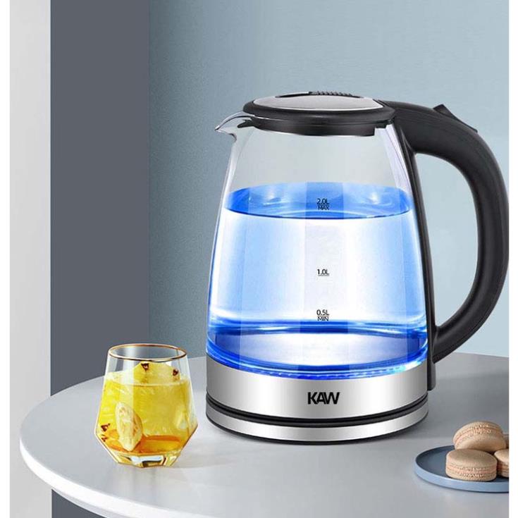 Ấm siêu tốc thủy tinh Rapido 2L - Ấm đun nước thủy tinh KAW - Hàng cao cấp - An toàn khi sử dụng - Bảo Hành chính hãng