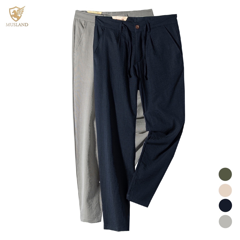 Quần Đũi Linen Musland KKOL001 - Quần Đũi Ống Suông Cao Cấp Thấm Hút Mồ Hôi, Co Giãn
