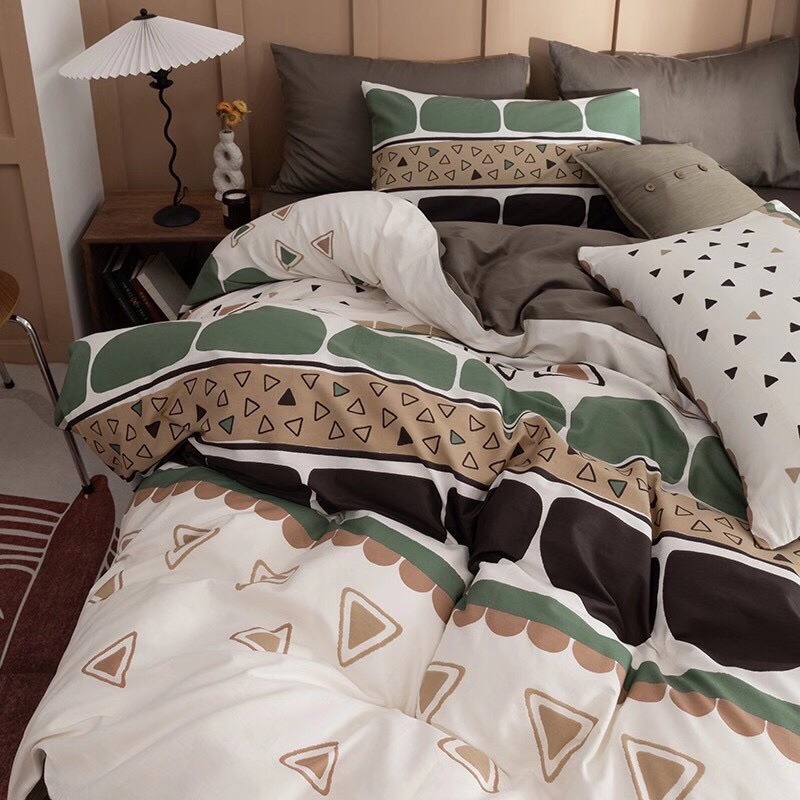 Bộ Chăn Ga Gối ❤️ Cotton living 100% cao cấp đủ size ga giường họa tiết kẻ miễn phí bo chun nhập khẩu Hàn Quốc