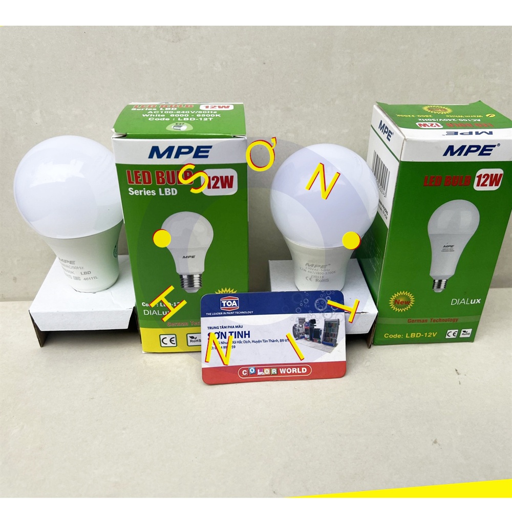 Bóng đèn led bulb MPE công suất 12W ánh sáng trắng, ánh sáng vàng