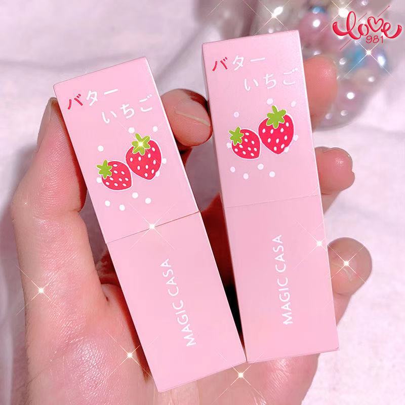 (hàng Mới Về) Son Môi Dưỡng Ẩm Chống Nước Chống Mồ Hôi Thiết Kế Vỏ Son Hình Quả Dâu Dễ Thương | BigBuy360 - bigbuy360.vn