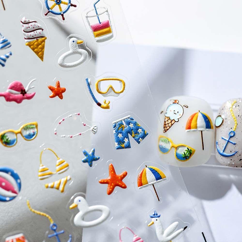 Nhãn Dán Trang Trí Móng Tay 5D Phong Cách Nhật Bản Thời Trang