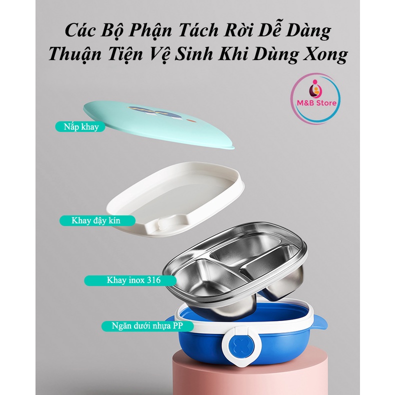 Khay Ăn Dặm Giữ Nhiệt, Inox 316, Dung Tích 500ml - KUB